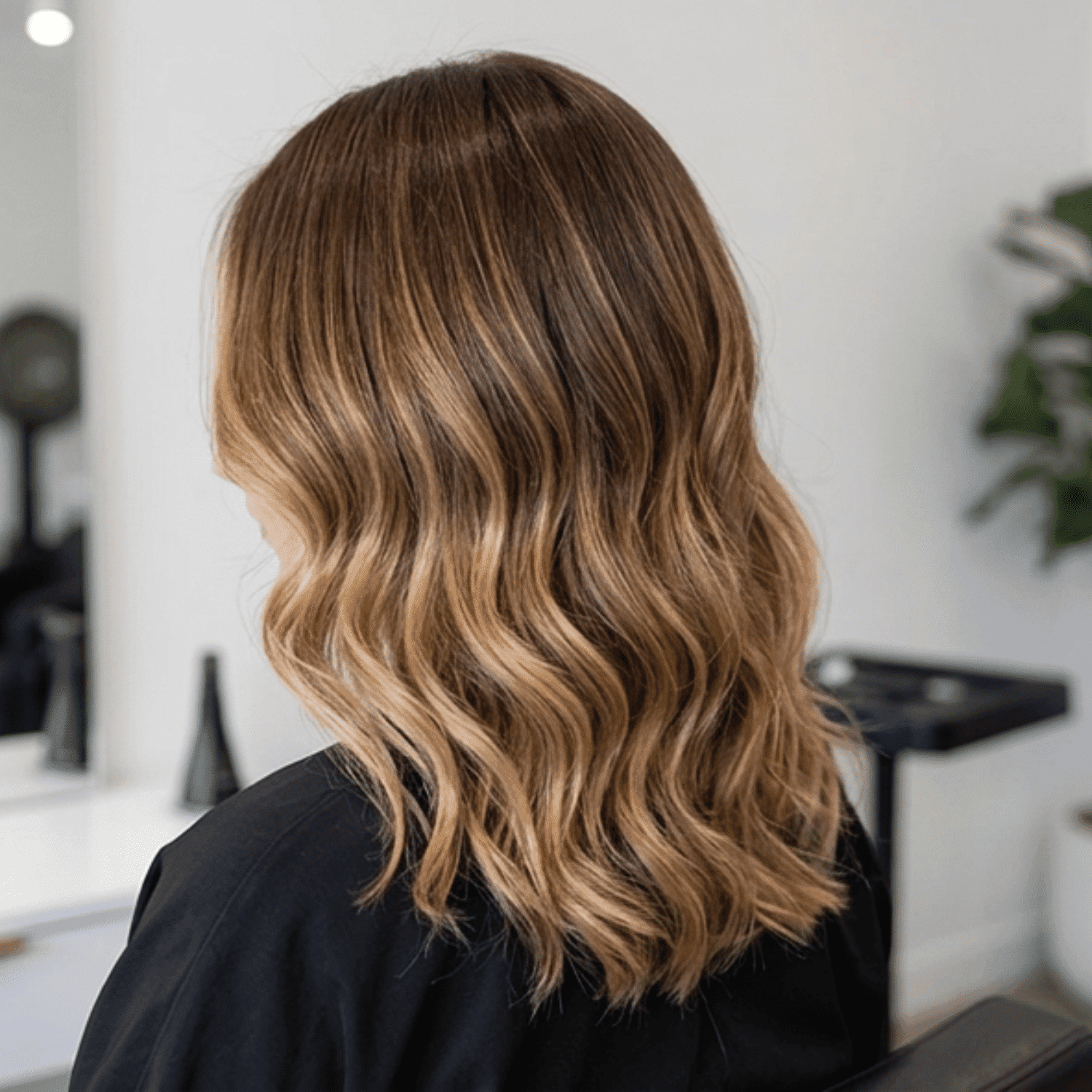 Wavy blonde hair styled elegantly in a salon setting.
